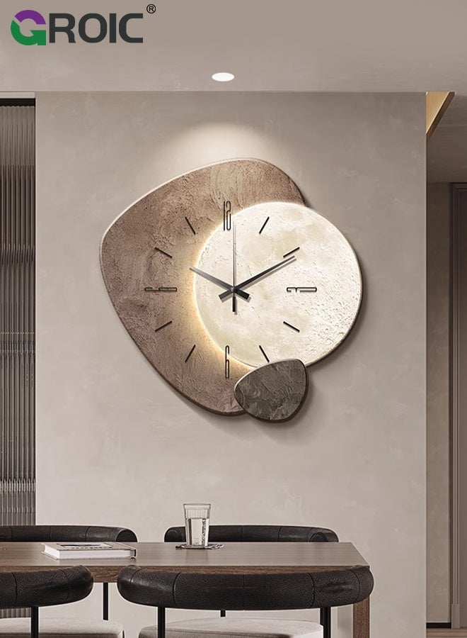 GROIC Moon Wall Clock, Silent Quality Quartz Clock Battery Operated, Large Unique Clock for Living Room,Kitchen,Home,Bathroom,Bedroom Wall Decor, 40cm Modern Minimalist Decorative Quartz Clock - Image 1